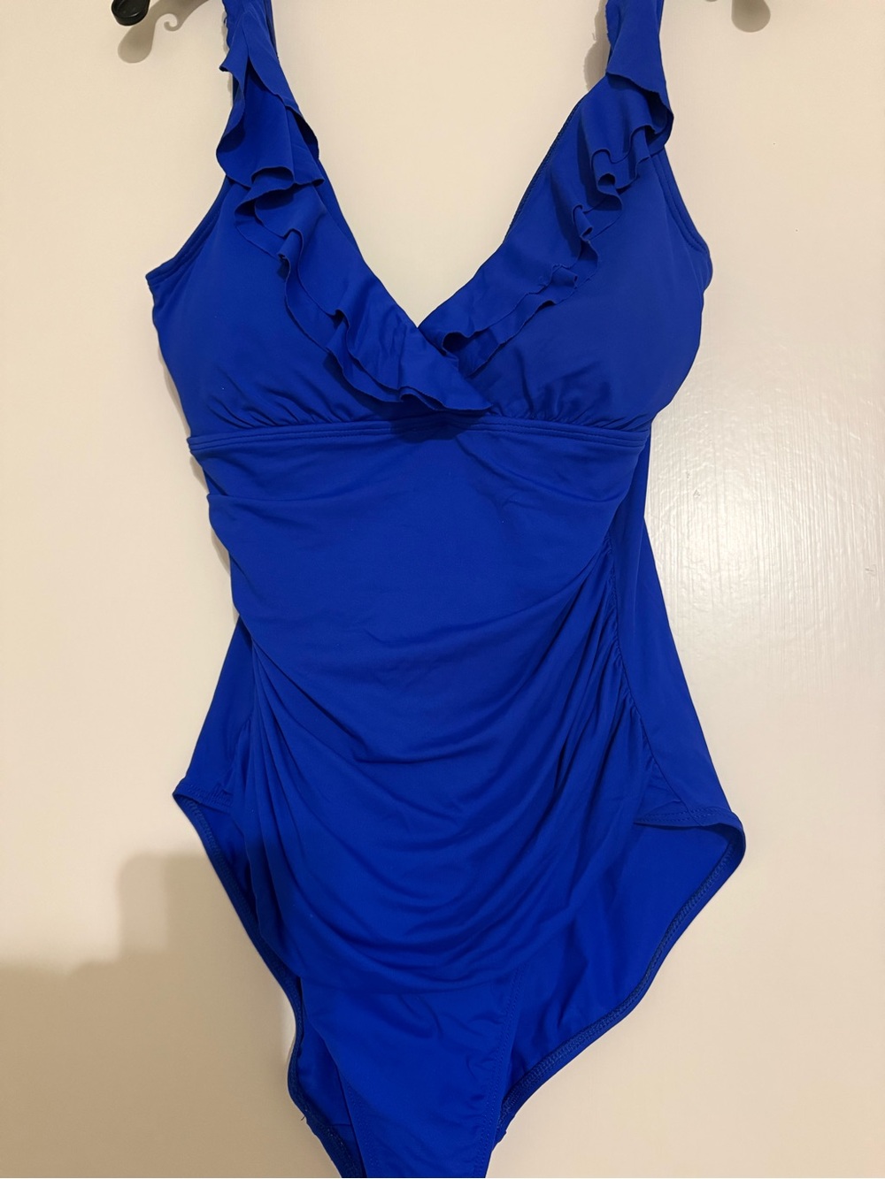 DKNY Bright Blue Ruffle-Trim One-Piece Swimsuit